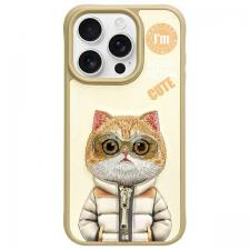 Carcasa Nimmy Cool&Cute 2.0 Cat compatibila cu iPhone 15 Pro, Verde