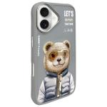 Carcasa Nimmy Cool&Cute 2.0 Bear compatibila cu iPhone 16, Gri 3 - lerato.ro