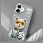 Carcasa Nimmy Cool&Cute 2.0 Bear compatibila cu iPhone 16, Gri 12 - lerato.ro