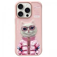 Carcasa Nimmy Cool&Cute 2.0 Cat compatibila cu iPhone 16 Pro, Roz