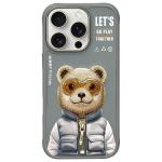 Carcasa Nimmy Cool&Cute 2.0 Bear compatibila cu iPhone 16 Pro, Gri 2 - lerato.ro