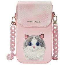 Huse universale / waterproof pentru telefoane, Geanta universala pentru telefon Nimmy Big Eyed Pet 2.0 Cat, Roz, lerato.ro