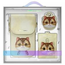 Huse universale / waterproof pentru telefoane, Kit Nimmy Big Eyed Pet 2.0 Panda 3-in-1, Geanta, Portofel si Protectie AirTag, Bej, lerato.ro