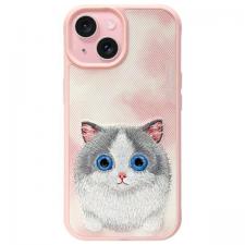 Carcasa Nimmy Cool&Cute Cat 2.0 compatibila cu iPhone 15, Roz
