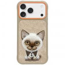 Carcasa Nimmy Big Eyed Pet 2.0 Cat compatibila cu iPhone 17 Pro, Bej