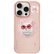 Carcasa Nimmy Glasses Cool Cat cu MagSafe compatibila cu iPhone 16 Pro Max, Roz