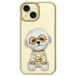Carcasa Nimmy Glasses Cool Dog compatibila cu iPhone 15, Khaki 2 - lerato.ro