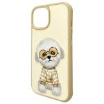 Carcasa Nimmy Glasses Cool Dog compatibila cu iPhone 15, Khaki 7 - lerato.ro
