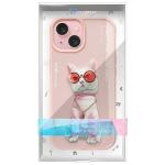 Carcasa Nimmy Glasses Cool Cat compatibila cu iPhone 15, Roz 13 - lerato.ro