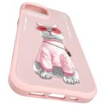 Carcasa Nimmy Glasses Cool Cat compatibila cu iPhone 15, Roz 10 - lerato.ro