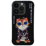 Carcasa Nimmy Glasses Cool Cat compatibila cu iPhone 15 Pro, Negru 2 - lerato.ro