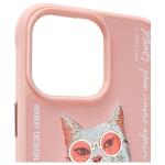 Carcasa Nimmy Glasses Cool Cat compatibila cu iPhone 15 Pro Max, Roz 4 - lerato.ro