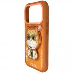 Carcasa Nimmy Cool and Cute 2.0 Cat cu Magnetic Pendant compatibila cu iPhone 17 Pro Max, Portocaliu 4 - lerato.ro