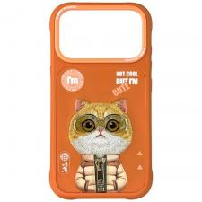 Carcasa Nimmy Cool and Cute 2.0 Cat compatibila cu iPhone 17 Pro, Portocaliu