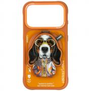 Carcasa Nimmy Cool and Cute 2.0 Dog Magnetic Pendant compatibila cu iPhone 17 Pro Max, Portocaliu