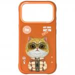Carcasa Nimmy Cool and Cute 2.0 Cat compatibila cu iPhone 17 Pro Max, Portocaliu 2 - lerato.ro