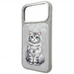 Husa Nimmy Lucky Fashion Cat cu MagSafe compatibila cu iPhone 17 Pro, Gri 3 - lerato.ro