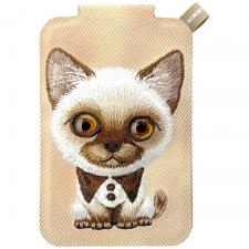 Suport universal pentru telefon Nimmy New Big-Eye Cute Pets 2.0 Cat, Poate fi folisit ca si portofel, Maro