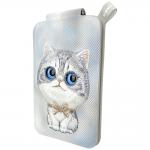 Suport universal pentru telefon Nimmy New Big-Eye Cute Pets 2.0 Cat, Poate fi folisit ca si portofel, Gri 3 - lerato.ro