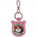 Husa protectie cu breloc Nimmy Glasses Cool and Cute Cat, Roz 2 - lerato.ro