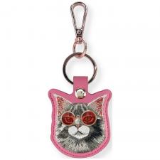 Fashion, Husa protectie cu breloc Nimmy Glasses Cool and Cute Cat, Roz, lerato.ro