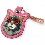 Husa protectie cu breloc Nimmy Glasses Cool and Cute Cat, Roz 6 - lerato.ro