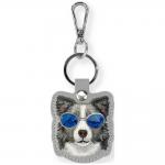 Husa protectie cu breloc Nimmy Glasses Cool and Cute Dog, Gri 2 - lerato.ro