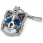 Husa protectie cu breloc Nimmy Glasses Cool and Cute Dog, Gri 6 - lerato.ro