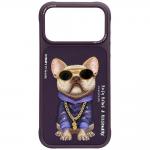 Husa Nimmy Glasses Cool Dog compatibila cu iPhone 18 Pro / 17 Pro, Mov 2 - lerato.ro