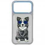 Husa Nimmy Glasses Cool Dog compatibila cu iPhone 18 Pro / 17 Pro, Gri 2 - lerato.ro