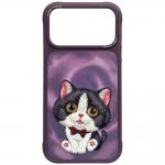 Husa Nimmy Big Eyed Cream Cat compatibila cu iPhone 18 Pro / 17 Pro, Mov 2 - lerato.ro