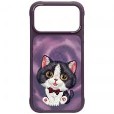 Huse si carcase iPhone 18 Pro, Husa Nimmy Big Eyed Cream Cat compatibila cu iPhone 18 Pro / 17 Pro, Mov, lerato.ro