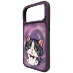 Husa Nimmy Big Eyed Cream Cat compatibila cu iPhone 18 Pro / 17 Pro, Mov 3 - lerato.ro