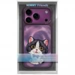 Husa Nimmy Big Eyed Cream Cat compatibila cu iPhone 18 Pro / 17 Pro, Mov 8 - lerato.ro
