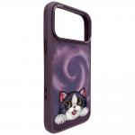 Husa Nimmy Big Eyed Lying Cream Cat cu MagSafe compatibila cu iPhone 18 Pro / 17 Pro, Mov 5 - lerato.ro