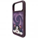 Husa Nimmy Big Eyed Lying Cream Cat cu MagSafe compatibila cu iPhone 18 Pro Max / 17 Pro Max, Mov 4 - lerato.ro