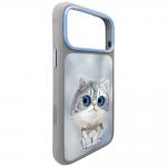 Husa Nimmy Big Eyed Silver Shaded Cat compatibila cu iPhone 18 Pro / 17 Pro, Gri 3 - lerato.ro