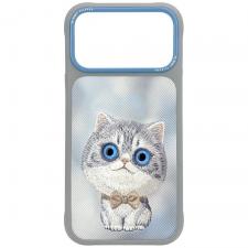 Huse si carcase iPhone 18 Pro Max, Husa Nimmy Big Eyed Silver Shaded Cat compatibila cu iPhone 18 Pro Max / 17 Pro Max, Gri, lerato.ro