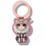 Suport universal pentru telefon Nimmy Cool and Cute 2.0 Chinchila Cat, Compatibil MagSafe, Roz 2 - lerato.ro