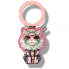 Suport universal pentru telefon Nimmy Cool and Cute 2.0 Chinchila Cat, Compatibil MagSafe, Roz