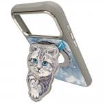 Suport universal pentru telefon Nimmy Denim Fashion British Shorthair Cat, Compatibil MagSafe, Gri 3 - lerato.ro