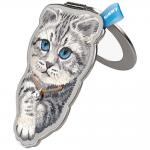 Suport universal pentru telefon Nimmy Denim Fashion British Shorthair Cat, Compatibil MagSafe, Gri 4 - lerato.ro