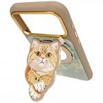 Suport universal pentru telefon Nimmy Denim Fashion Ginger Cat, Compatibil MagSafe, Maro 3 - lerato.ro