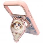 Suport universal pentru telefon Nimmy Denim Fashion Ragdoll Cat, Compatibil MagSafe, Roz 3 - lerato.ro