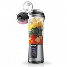 Blender portabil Ninja Blast BC151EUBK, Capacitate 530ml, 10 utilizari per incarcare, Maner de transport, Capac special pentru lamele din otel inoxidabil BlastBlade, USB-C, Negru