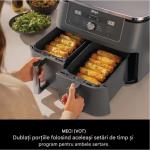 Friteuza cu aer cald Ninja Dual Zone DZ400EU, 2470W, Capacitate 9.5L, 2 compartimente independente, 6 programe de gatire, Gri 9 - lerato.ro