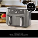 Friteuza cu aer cald Ninja Dual Zone DZ400EU, 2470W, Capacitate 9.5L, 2 compartimente independente, 6 programe de gatire, Gri 4 - lerato.ro