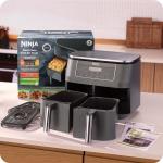 Friteuza cu aer cald Ninja Airfryer Foodi Pro DualZone DZ300, 2400W, Capacitate 7.6L, 6 programe de gatit, 2 cosuri de 3.8L, Panou digital, Temperatura maxima 240 grade, Gri 9 - lerato.ro