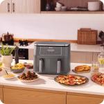 Friteuza cu aer cald Ninja Airfryer Foodi Pro DualZone DZ300, 2400W, Capacitate 7.6L, 6 programe de gatit, 2 cosuri de 3.8L, Panou digital, Temperatura maxima 240 grade, Gri 7 - lerato.ro
