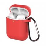 Carcasa cu carabiniera Silicone Soft Case D compatibila cu Apple AirPods 1/2 Red 2 - lerato.ro